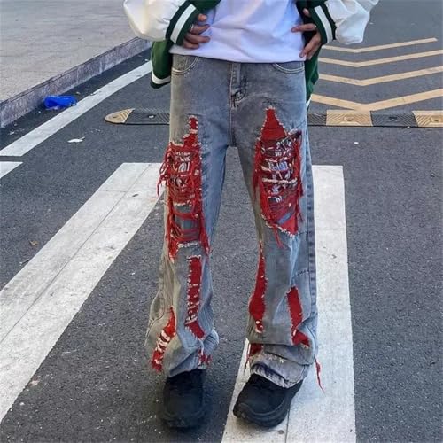 Men Y2K Streetwear Baggy Ripped Stacked Jeans Pants2