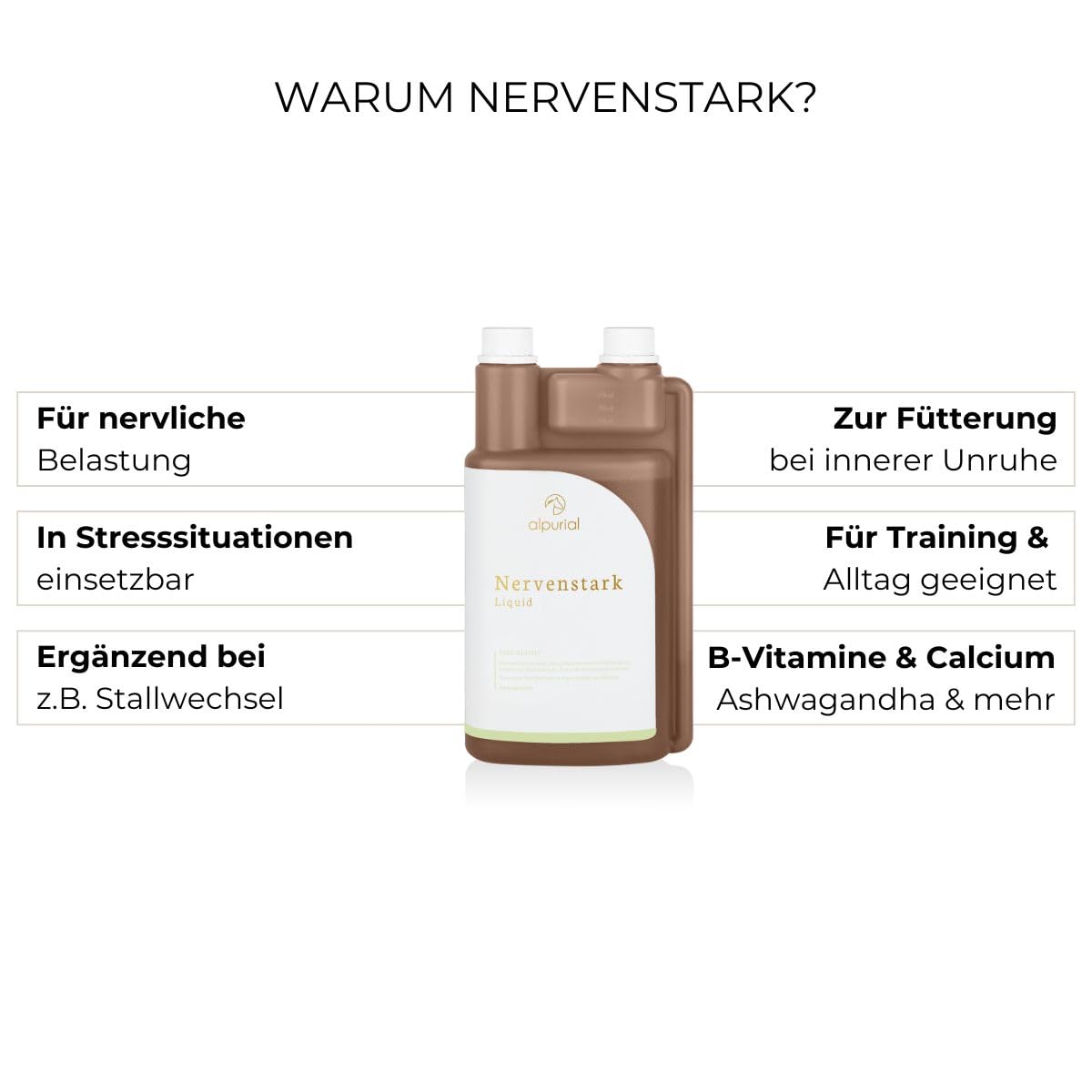 Nervenstark – Ergänzungsfuttermittel für nervöse oder Sensible Pferde – mit B-Vitaminen, Magnesium & Ashwagandha – vom Tierarzt entwickelt