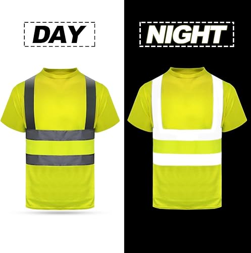 Miniatura 3 de HYCOPROT Camiseta reflectante de alta visibilidad de manga corta de malla de seguridad de secado rápido (L, naranja-1)