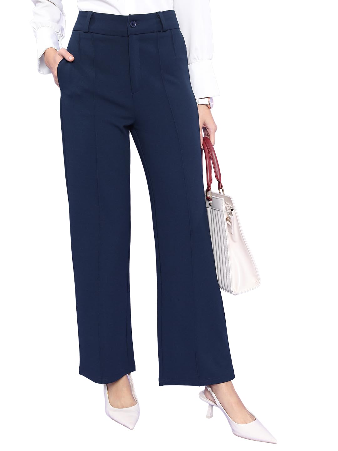 tokyo talkies Women's Straight Fit Parallel Trousers | Stretchable Trousers | Casual Trousers| High-Rise-picture-31