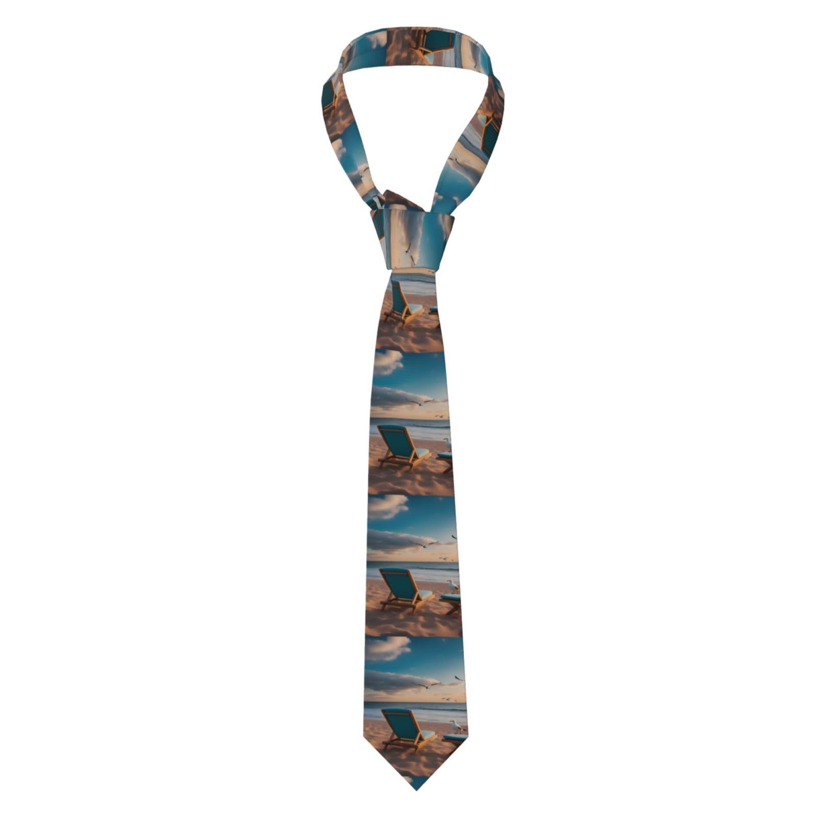 Men's Necktie Tie WHJSSF Beautiful seashore Pattern Comfort Durability for Business, Daily Wear, Work, Birthdays, Weddings, Parties