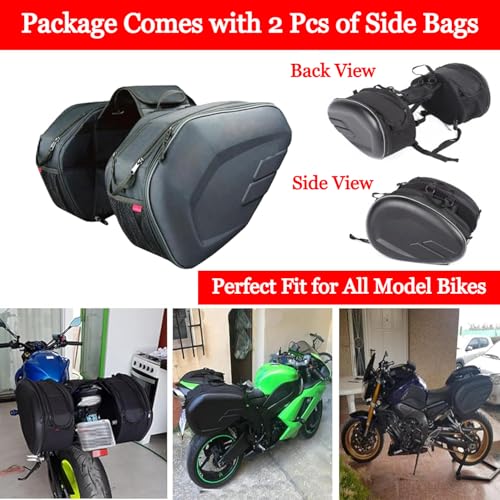 Image of 58L Saddle Bag for Bike Waterproof Rain Cover Double Side Reflective Strips Travel Side Box for Riders Oxford Cloth Tail Bag for Motorcycle with Zip Lock for Bike Carrier Extendable Storage