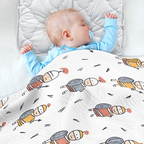 Image of vvfelixl Baby Swaddle Blanket for Boys Girls Simple Trojan Soldiers Baby Blanket for Newborn Nursery Blanket for Crib Stroller 30x40 in