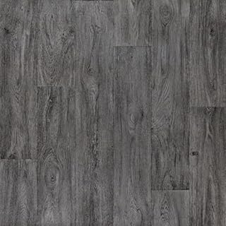 Vinyl Flooring Modern Wood Oak Plank Effect Foam Backed Vinyl Flooring Roll | Non-Slip Easy Clean Waterproof Lino Vinyl Floor | Living Dining Room, Lounge, Hallway Flooring (Dark Grey, 4m x 5m)