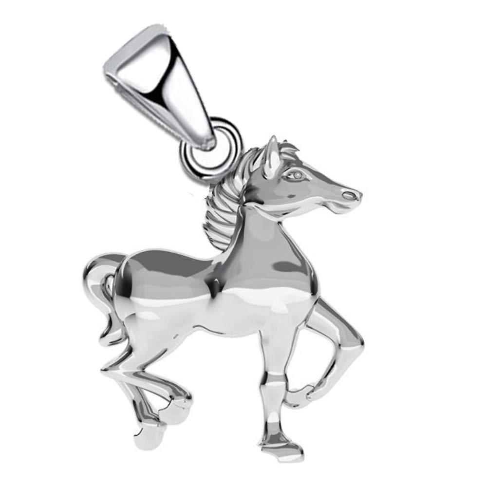 Kinder Mädchen Schmuckset 925 Sterling Silber Pferde Kette Ohrringe Set K499o+K500o 40cm