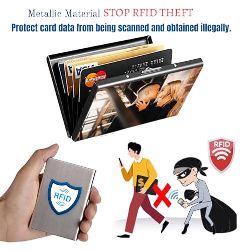 Custom RFID Credit Card Holder Stainless Steel Credit Card Wallet Business Card Holder, Slim Wallet For Driver's License, ID Cards, and Credit Cards, for Men or Women4
