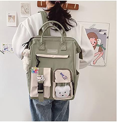 HTYA Kawaii Backpack With Kawaii Pin and Accessories, Cute Kawaii School Backpacks for Teen Girls (Green)