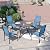 BUPPLEE 5-Piece Outdoor Dining Table Set for 4,Round Table with Umbrella Hole & 4pcs Textilene Chairs - Patio Outdoor Furniture for Porch,Backyard, Garden, Poolside and Deck-Blue
