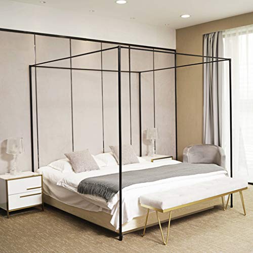 Poteau de Cadre de lit à baldaquin en métal de Conception de Style de Connexion en Spirale épaissie pour Support de moustiquaire de lit en Acier Inoxydable à 4 Coins...