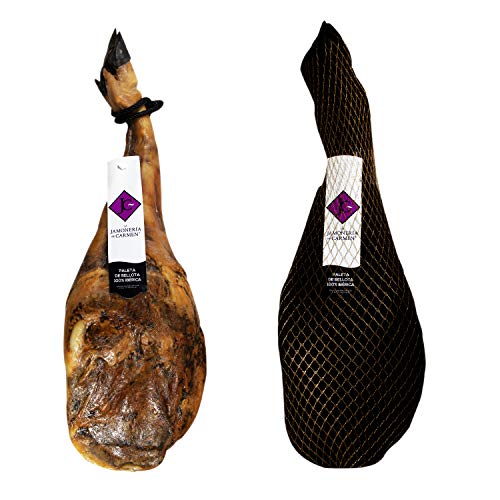 100% Spaanse Pata Negra 100% Iberische Bellota Ham 100% natuurlijk. Gewicht ongeveer 5,5 kg Inclusief hamhouder en… - Afbeelding 4