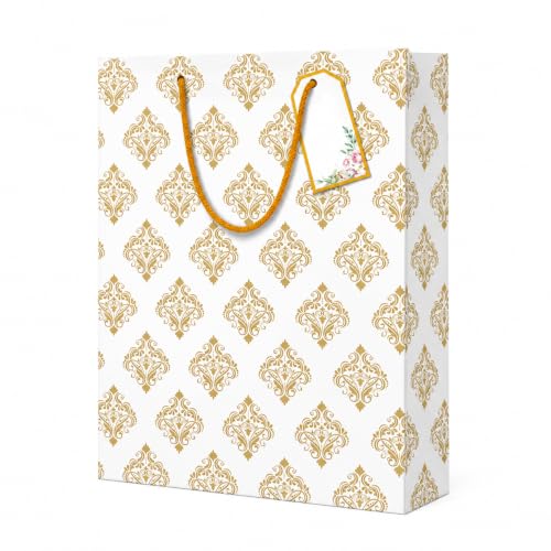 Image of Gift Bags Medium Size - Paper Bags for Gifting - Pack of 10 - Return Gift Bags - Carry Bags - 9 L x 12 H x 3.5 W Inch