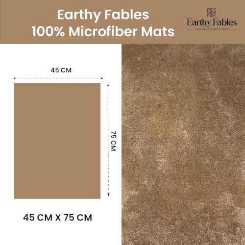 Image of Earthy Fables Plush Microfiber Bath Mat, Quick Dry, Anti-Skid, Water Absorbent, Non-Slip, Machine Washable Floor Rug, Shower Mat, Door Mat for Bathroom, Bedroom, 75 x 45 cm - Beige