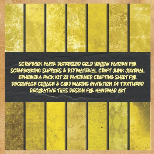scrapbook paper distressed gold yellow pattern for scrapbooking supplies & DIY material craft junk journal ephemera pack kit 28 patterned crafting ... decorative tiles design for handmad art image 2