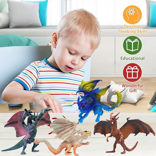 Image of Realistic Flying Dragons Dinosaur Animal Toys for Kids 3+ | Big Size 8PCs Attractive Multicolor Dino Animals Toy for Boys and Girls Birthday Gift for Children Education & Decor Items(Dragon 8)