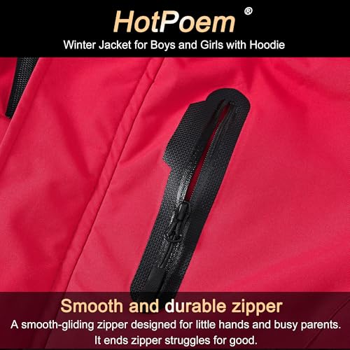 Image of Winter Jacket for Boys and Girls Waterproof Ski Jacket Winter Snow Coat Hooded Fleece Windproof with Zip Pockets
