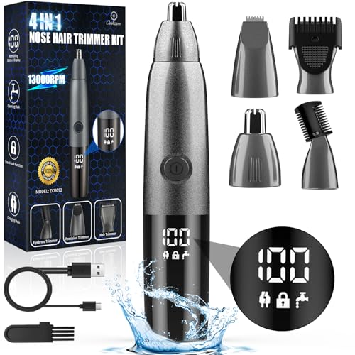 Oukzon Tondeuse nez pour homme 4 en 1 avec affichage LED, rechargeable par USB, tondeuse à sourcils...