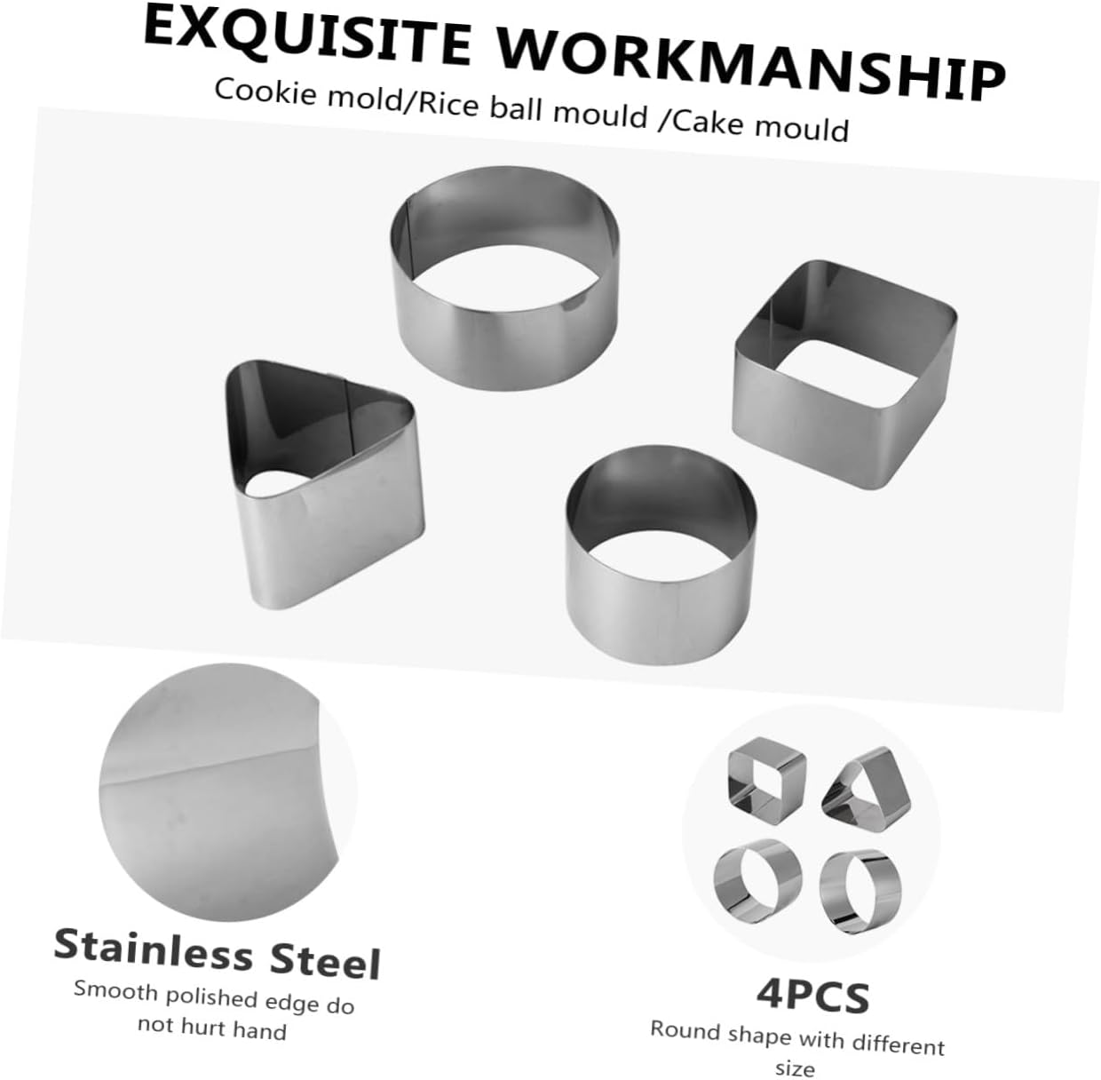 4Pcs Stainless Steel Mousse Ring Molds for Cake and Cookies image 2