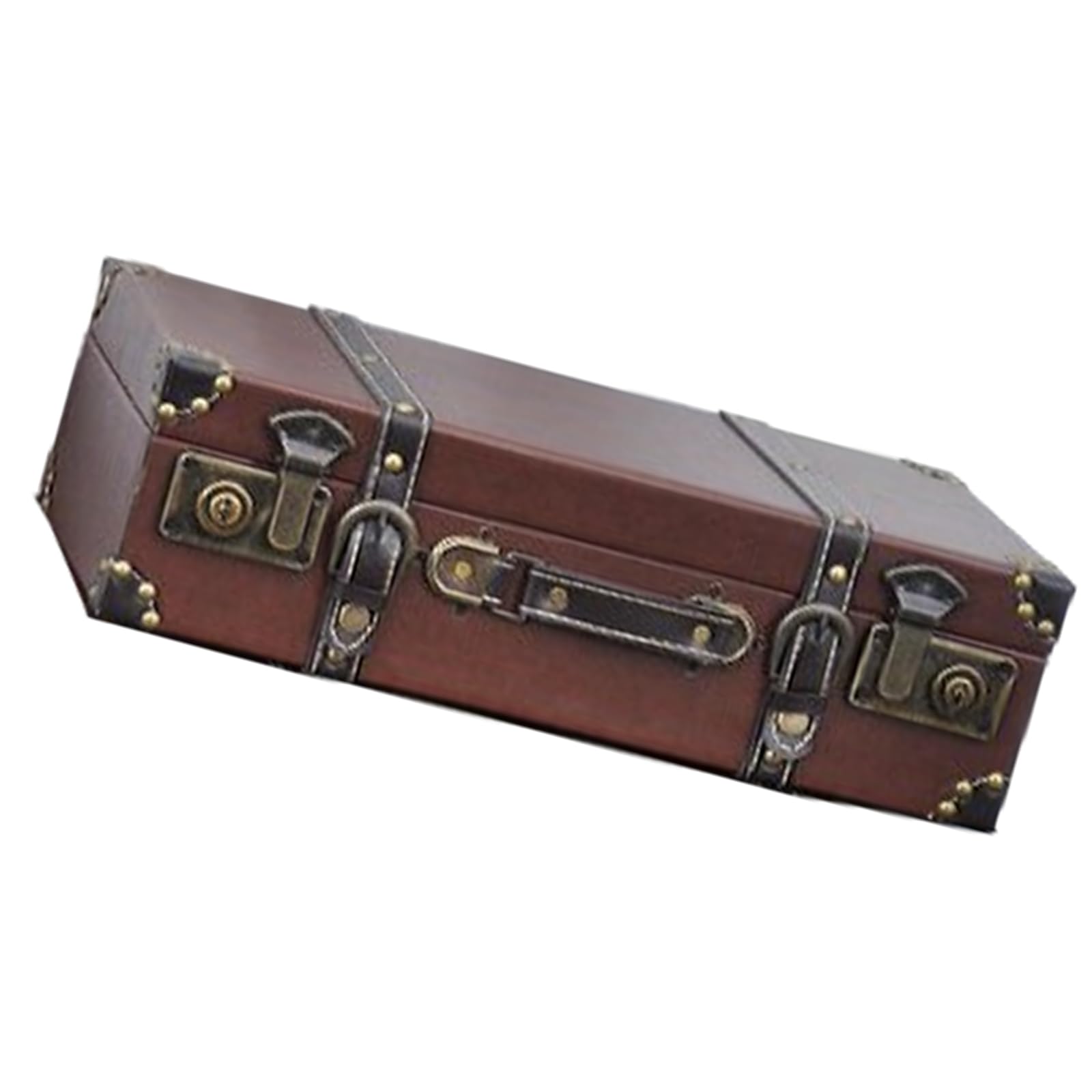 YROHGKPN Antique European Styles Handheld Storage Box Sturdy Travel PU Leather Case for Clothing and Books Organization Leather Trunk