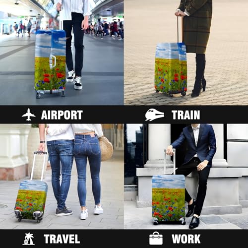 Travel Luggage Cover Suitcase Protector Scratch-Resistant Fit Not Included Suitcase Red Flowers M-22-24in4