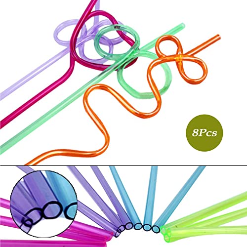 Image of Safe-O-Kid (8 Pcs) Newly Launched- Reuseable Straws for Kids, Funny Twists Drinking Straws for Birthday Parties, Colourful - Assorted