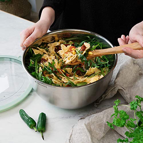 Foto von Navaris Edelstahl Schüssel Schale mit Deckel - 3-teiliges Set Rührschüssel Salatschüssel - Edelstahlschüssel Schüsselset Behälter in Mintgrün