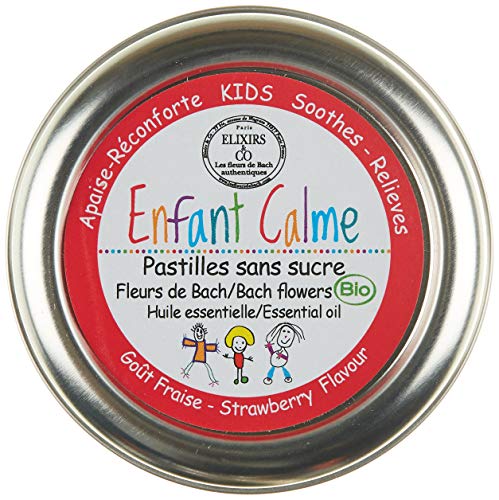 Pastilles sans sucre aux Fleurs de Bach et Huilles Essentielles BIO - Enfant Calme - Gout Fraise - Apaise et Réconforte