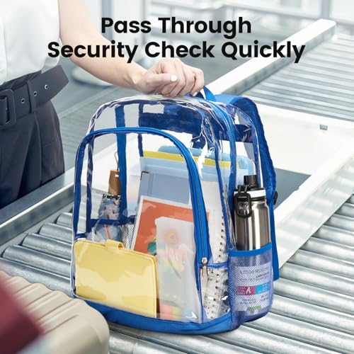 Image of Vorspack Clear Backpack for School, 18.5 Inch Large Clear Bookbag - Blue