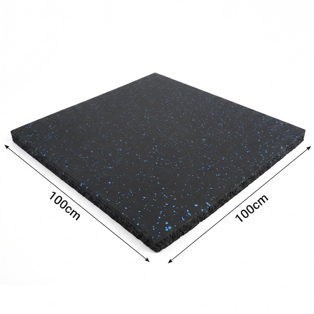 Suelo Gimnasio Gym Active 1000x1000 mm, Losetas de Caucho con 20% EPDM, 15/20 mm, Pavimento Deportivo para Pesas y Fitness (EDPM Azul, Grosor 20 mm)