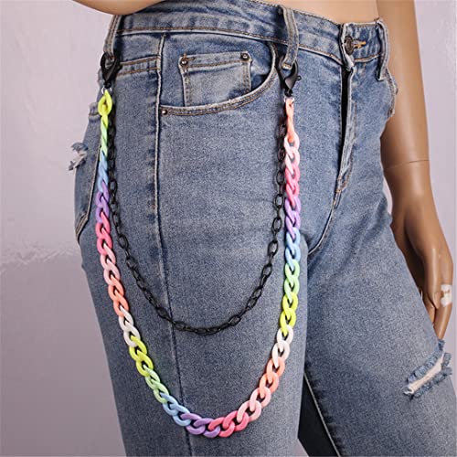 2 Layer Candy Color Pants Chain Resin Jean Chains Wallet Chain Pocket Chain Belt Chains Keychains for Women Men Girls Yellow