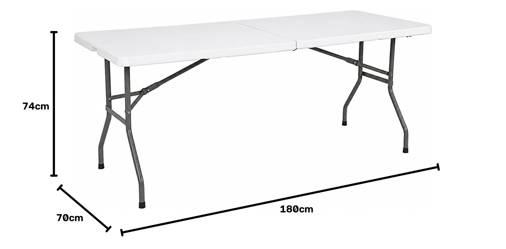 Tavolo Pieghevole da Giardino 180x70x74 cm, Tavolo da Campeggio Richiudibile a Valigetta con Maniglia, Tavolo Buffet Salvaspazio per Esterno, Cucina, Feste e Picnic