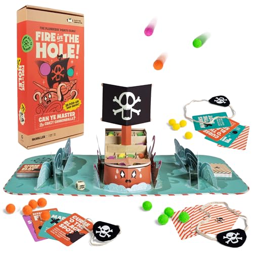 Fire in The Hole – Hilarious Pirate Game for Kids & Families | Ages 6+, 2–4 Players | Toss & Line-Up Cannonballs to Win | Easy to Learn, Quick to Play, Great Gift
