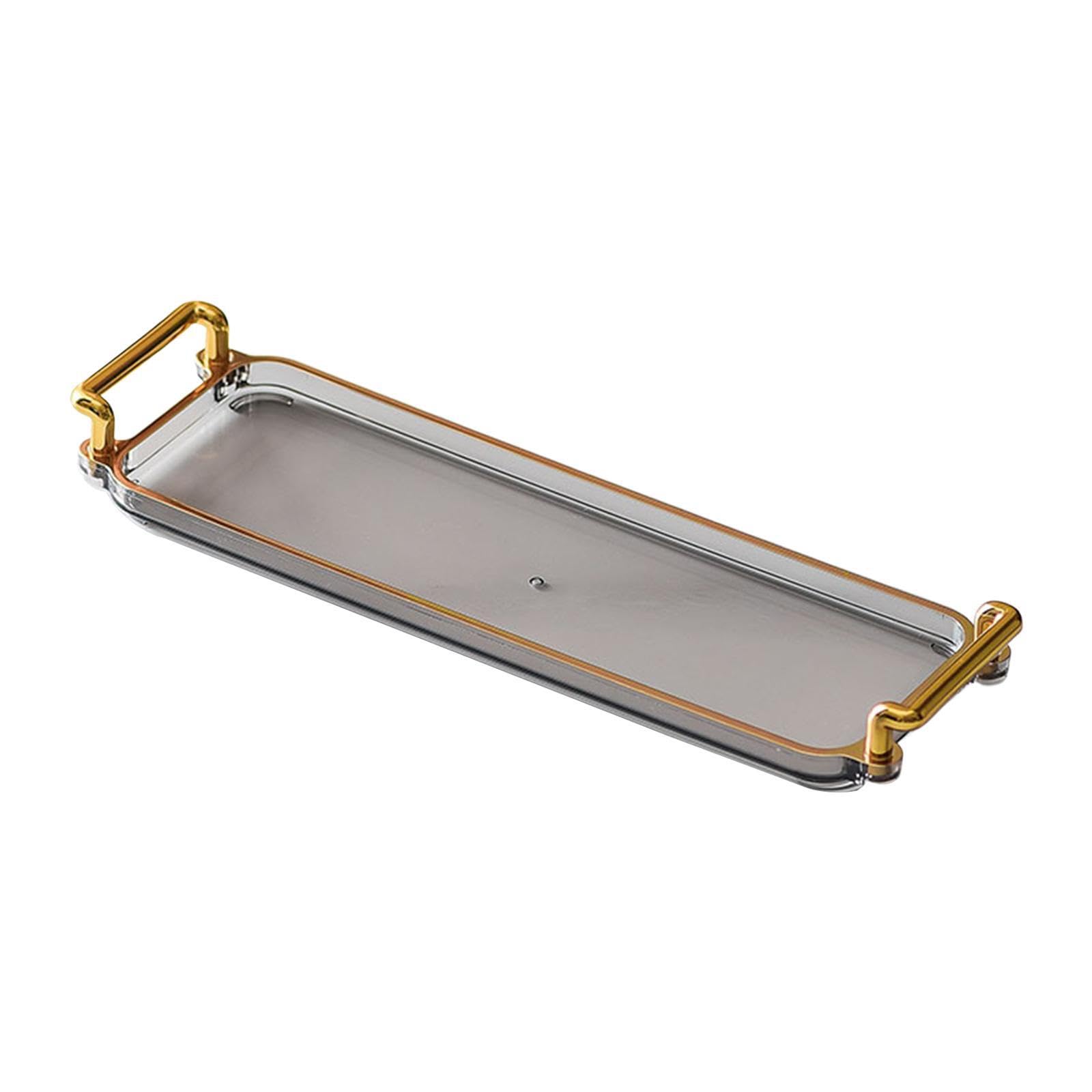 TWISAXC Elegant Decorative Tray With Handles Breakfast Serving Jewelry Organization And Displaying Snacks In Chic Style Serving Tray Fruits Snack Plate, Gray
