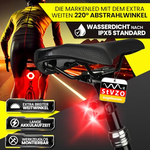 Dunlop Sports Fahrradlicht Set Fahrrad Licht - Extra helles LED mit Hochleistungs Akku -...