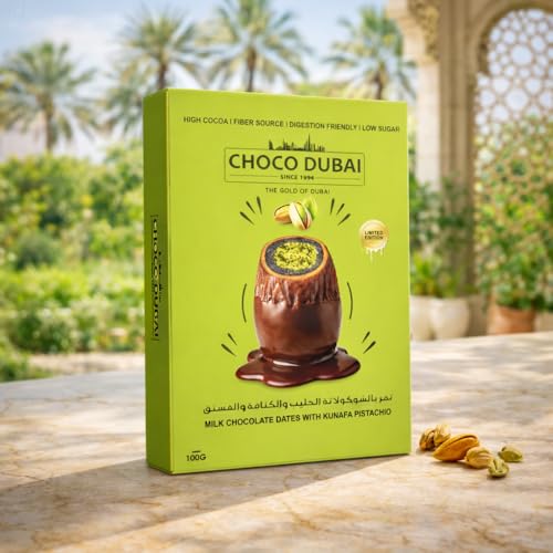 Choco Dubai Pistachio Kunafa Chocolate Dates Viral Dubai Chocolate | Premium UAE Gift Box (100g)