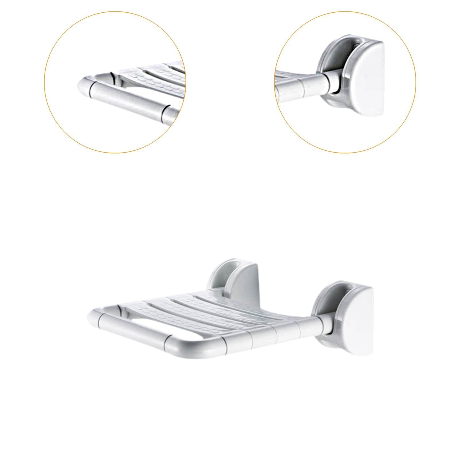 Asiento Ducha Plegable Silla Baño Montaje en Pared Taburete Abatible Superficie Antideslizante Material Resistente al Agua Adecuado para Apoyo en Ducha 12.6 x 15.9 Pulgadas