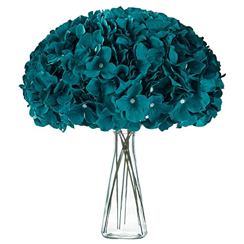 H.flolavida Storm Green Hydrangea Silk Fake Flowers Heads With Stems, Artificial Flowers For Decoration Wedding Home Party Shop Baby Shower,Room Decor For Bedroom Aesthetic, Pack Of 10 #TOP5