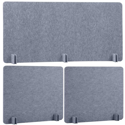 Buryeah 3 Pcs Desk Divider Desk Partition 23.6 x 47.2, 23.6 x 23.6 Stand up Freestanding Cubicle Privacy Partition Reducing Noise Visual Distraction Divider for Office Home School(Gray)