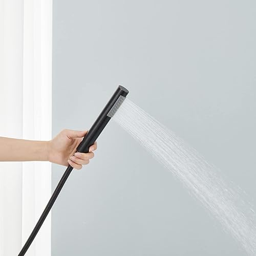 Miniatura 6 de Grifo de bañera independiente en cascada de bronce aceitado para montaje en el suelo, relleno de bañera de latón de una sola manija Grifos de baño