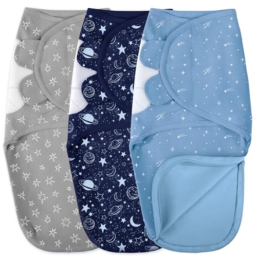 Image of Unnivoll Baby Swaddles, Newborn Swaddle Sack, Swaddle 3-6 Months, Adjustable Baby Wrap Swaddle, 3-Pack Sleep Swaddles with Zipper Medium