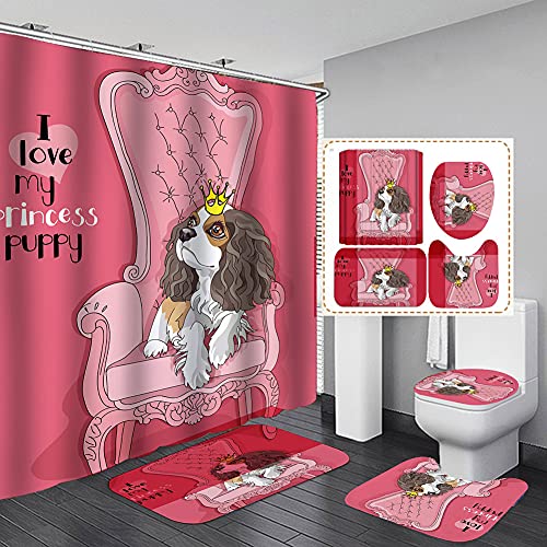 Juego de 4 Cortinas de Ducha I Love My Princess Puppy Cover