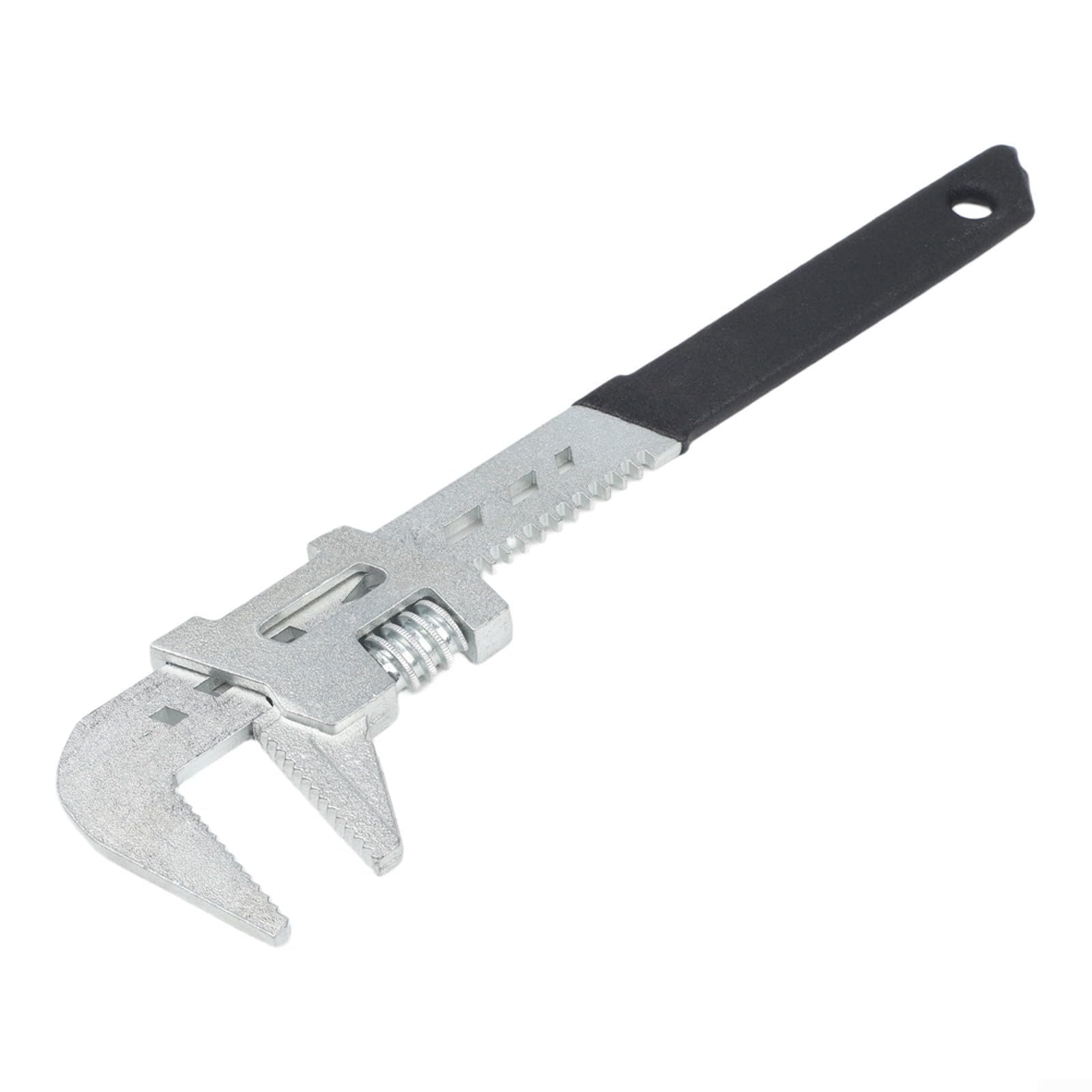 Llave para tubos ajustable de alta resistencia de 12 pulgadas con capacidad de mordaza de 0-75 mm. Fabricada en acero de alto carbono con forjado de hierro dúctil. Cambio rápido de empuñadura median