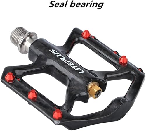 Miniatura 5 de Pedal de carbono para bicicleta, eje de titanio, pedal de bicicleta de carretera, MTB ultra ligero, 3 rodamientos, pedal antideslizante para pedal