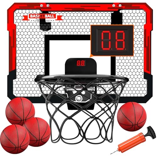 UCAMP Canasta de Baloncesto Infantil Interior y Exterior, Mini Aro Con Puntuación Automática, 4 Pelotas, 2 Redes, Para Niños de 5 a 11 Años