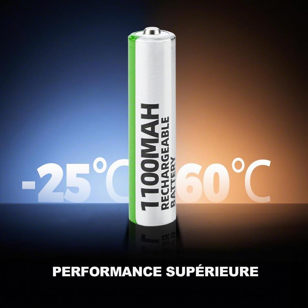 Granicell Lot de 12 piles rechargeables AAA 1100 mAh NiMH 1,2 V 1500 cycles