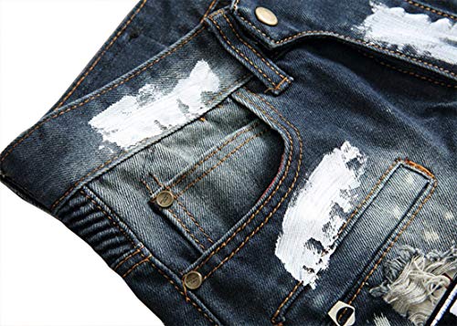 Enrica Men's Ripped Straight Slim Moto Biker Jeans3