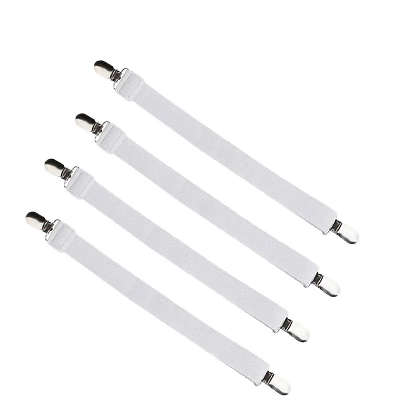 SDIUAKBV Bed Sheet Grippers Belt 12 Clips Elastic Bed Sheet Grippers Belt Fastener Non-Slip Strap Mattress Clip Fasteners Cover Blankets Organize Gadget For the bedroom(2 Heads -White)