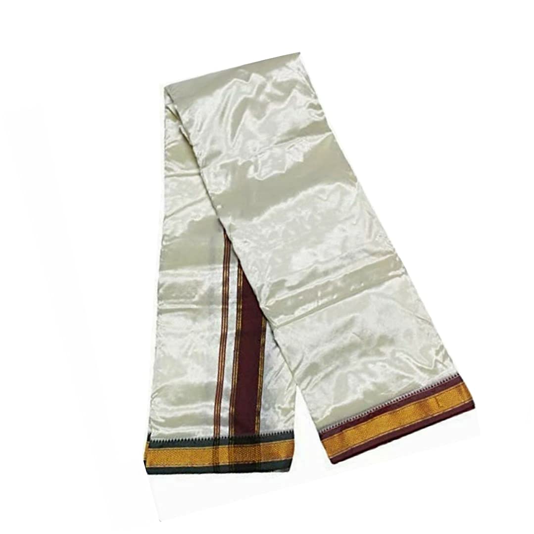 garmend Dhoties For Men Cotton Silk Dhoti With Zeri Border Single Dhoties Green And Maroon Borders-picture-32