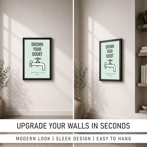 Image of CodersParadise Drowning Your Doubts Premium Framed Wall Poster(12x18 Inch)|Motivational Self-Growth Wall Art| Inspirational Mindset & Confidence Decor| Ready-to-Hang Frame for Home, Office, Study Room