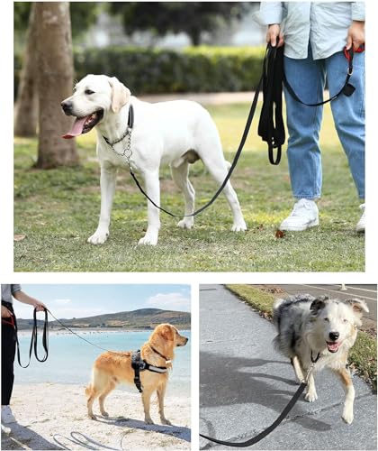 HAPPY HACHI Schleppleine für Hunde, 6m/10m/15m, Gepolsterter Griff, Reißfestes Nylon, Schwarz