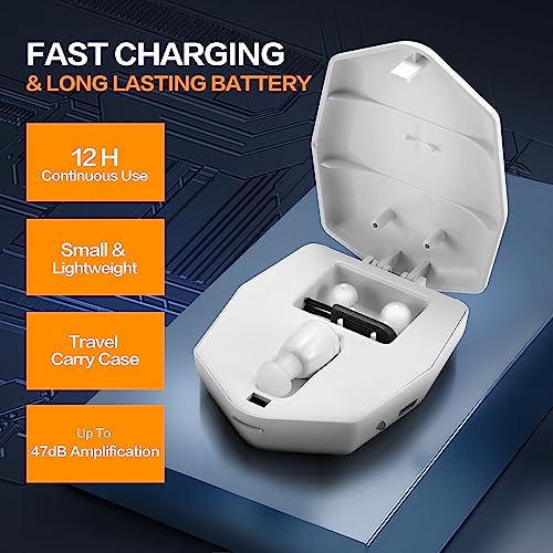 Turbo Ear Rechargeable Sound Amplifier | Mini Sound Amplifier for Seniors & Adults | Enhance Sound Clarity | White